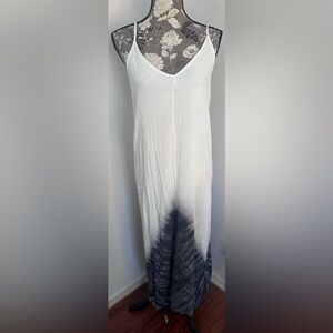 Fraiche by J Oh, So Boho Ivory and Washed Black Tie-Dye Maxi Dress -Size Small